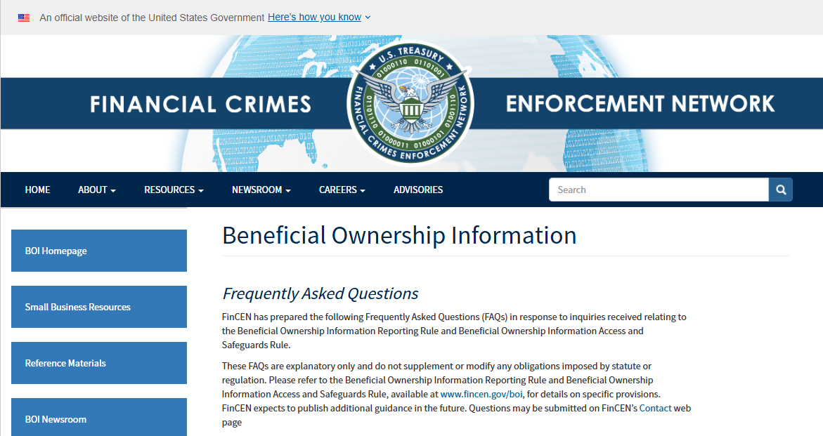 Beneficial Owner Information Report (BOIR)